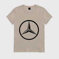 Футболка хлопковая женская Mercedes-Benz logo, цвет: миндальный