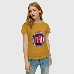 Футболка хлопковая женская FIAT logo, цвет: горчичный — фото 2