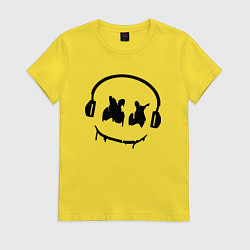 Футболка хлопковая женская Marshmello Music, цвет: желтый