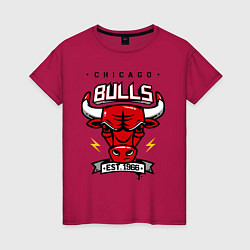 Футболка хлопковая женская Chicago Bulls est. 1966, цвет: маджента