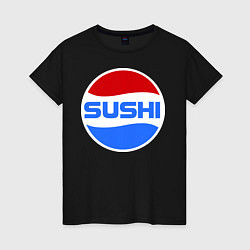 Футболка хлопковая женская Sushi Pepsi, цвет: черный