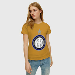 Футболка хлопковая женская Inter FC, цвет: горчичный — фото 2