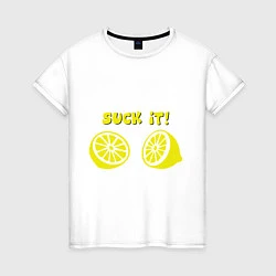 Футболка хлопковая женская Suck it: lemon, цвет: белый