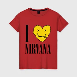 Футболка хлопковая женская I love Nirvana, цвет: красный