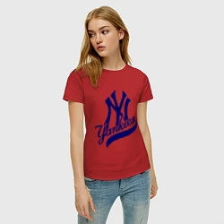 Футболка хлопковая женская NY - Yankees, цвет: красный — фото 2