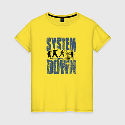 Футболка хлопковая женская System of a Down большое лого, цвет: желтый