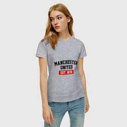 Футболка хлопковая женская FC Manchester United Est. 1878, цвет: меланж — фото 2