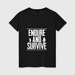 Футболка хлопковая женская Endure & Survive, цвет: черный