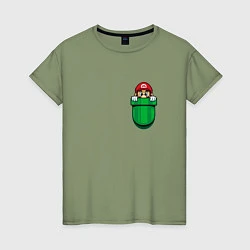 Женская футболка Марио в кармане