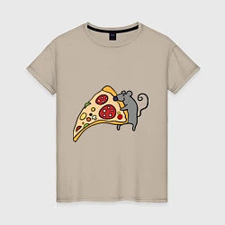 Женская футболка Кусочек пиццы парная