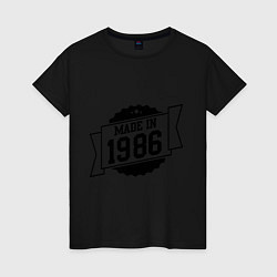 Футболка хлопковая женская Made in 1986, цвет: черный