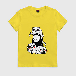 Футболка хлопковая женская CAT GOT YOUR SOUL, цвет: желтый