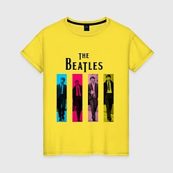 Футболка хлопковая женская Walking Beatles, цвет: желтый