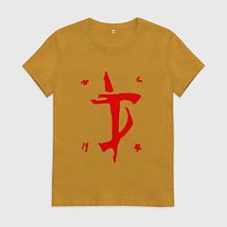 Футболка хлопковая женская MARK OF THE DOOM SLAYER, цвет: горчичный