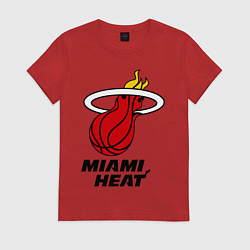 Футболка хлопковая женская Miami Heat-logo, цвет: красный