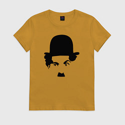 Футболка хлопковая женская Чарли Чаплин, цвет: горчичный