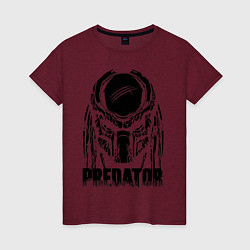 Футболка хлопковая женская Predator Mask, цвет: меланж-бордовый
