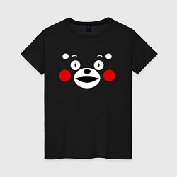 Футболка хлопковая женская Kumamon Face, цвет: черный