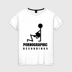 Футболка хлопковая женская Pornographic Records, цвет: белый