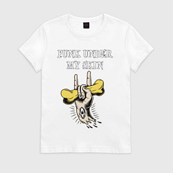 Футболка хлопковая женская Punk uder my skin, цвет: белый