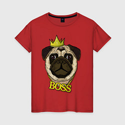 Футболка хлопковая женская Mops BOSS, цвет: красный