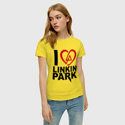 Футболка хлопковая женская I love Linkin Park, цвет: желтый — фото 2