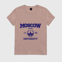 Футболка хлопковая женская MGU Moscow University, цвет: пыльно-розовый