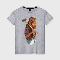Футболка хлопковая женская Lion lumberjack, цвет: меланж