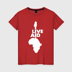 Футболка хлопковая женская Queen - Live Aid, цвет: красный