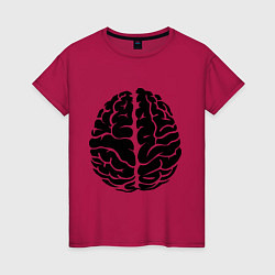 Футболка хлопковая женская Он: мозг, цвет: маджента
