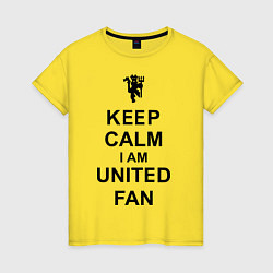 Футболка хлопковая женская Keep Calm & United fan, цвет: желтый