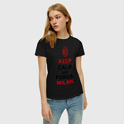 Футболка хлопковая женская Keep Calm & Forza Milan, цвет: черный — фото 2