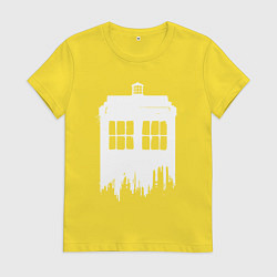 Футболка хлопковая женская Тардис white - Доктор Кто, цвет: желтый