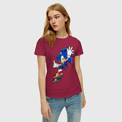 Футболка хлопковая женская Sonic, цвет: маджента — фото 2
