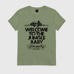 Футболка хлопковая женская Welcome to the Jungle, цвет: авокадо