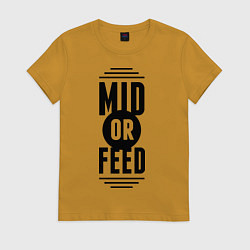 Футболка хлопковая женская Mid or feed, цвет: горчичный