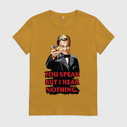 Футболка хлопковая женская Gatsby: You Speak, цвет: горчичный