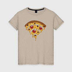 Футболка хлопковая женская Wi-Fi Pizza, цвет: миндальный