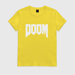Футболка хлопковая женская DOOM, цвет: желтый