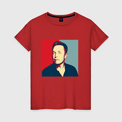 Футболка хлопковая женская Elon Musk: Portrait, цвет: красный