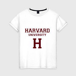 Футболка хлопковая женская Harvard University, цвет: белый