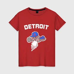 Футболка хлопковая женская Detroit, цвет: красный