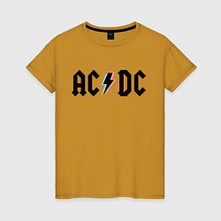 Футболка хлопковая женская AC/DC, цвет: горчичный