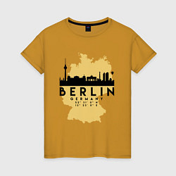 Футболка хлопковая женская Берлин - Германия, цвет: горчичный