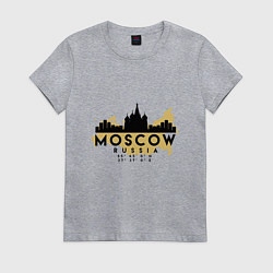 Футболка хлопковая женская Москва - Россия, цвет: меланж