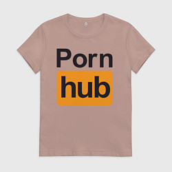 Футболка хлопковая женская PornHub, цвет: пыльно-розовый