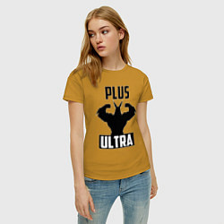 Футболка хлопковая женская PLUS ULTRA черный, цвет: горчичный — фото 2