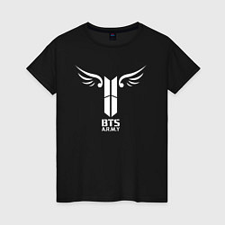 Футболка хлопковая женская BTS ARMY, цвет: черный