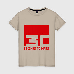 Футболка хлопковая женская 30 seconds to mars, цвет: миндальный