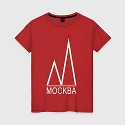 Футболка хлопковая женская Москва-белый логотип-2, цвет: красный